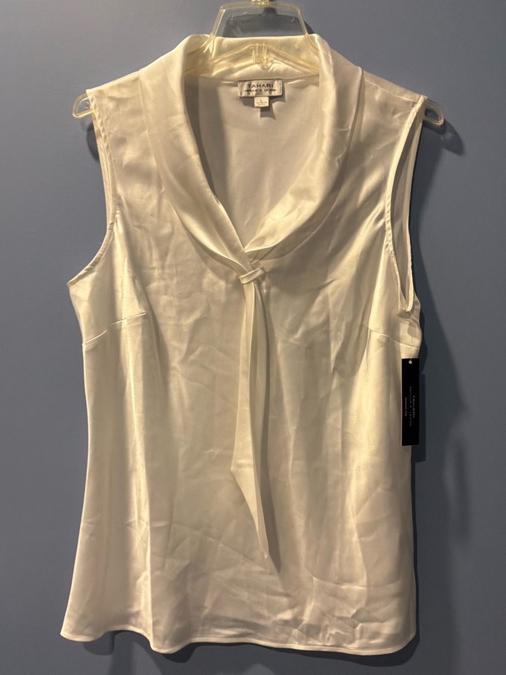 Tahari ASL White Sleeveless Tie-Neck Camisole